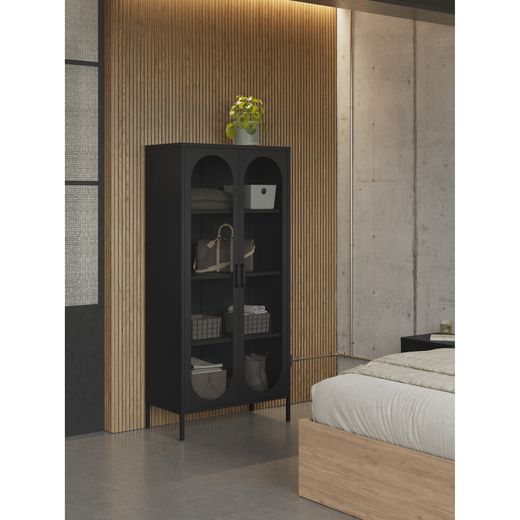 Metal display case in black, 80 x 40 x 170 cm | Diora