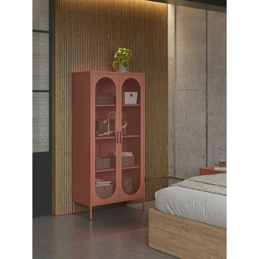Terracotta metal display case, 80 x 40 x 170 cm | Diora