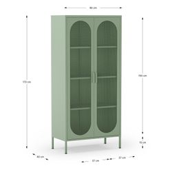 Metal display case in mint green, 80 x 40 x 170 cm | Diora