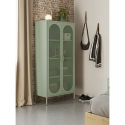 Metal display case in mint green, 80 x 40 x 170 cm | Diora