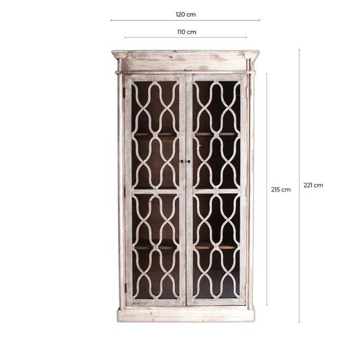 Vitrina de Diseño de Pino Reciclado Blanco | Sievi