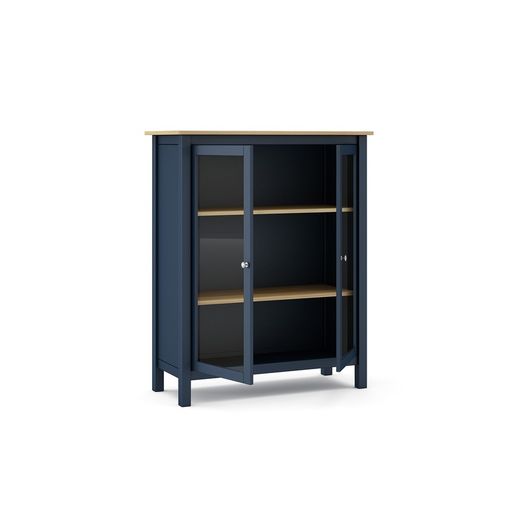 Furu och vitrinskåp i blått, 90 x 40 x 110 cm | dimmig