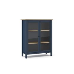 Furu och vitrinskåp i blått, 90 x 40 x 110 cm | dimmig