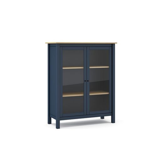 Furu och vitrinskåp i blått, 90 x 40 x 110 cm | dimmig