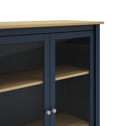 Furu och vitrinskåp i blått, 90 x 40 x 110 cm | dimmig