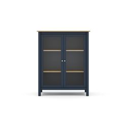 Furu och vitrinskåp i blått, 90 x 40 x 110 cm | dimmig