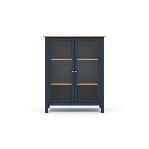 Furu och vitrinskåp i blått, 90 x 40 x 110 cm | dimmig