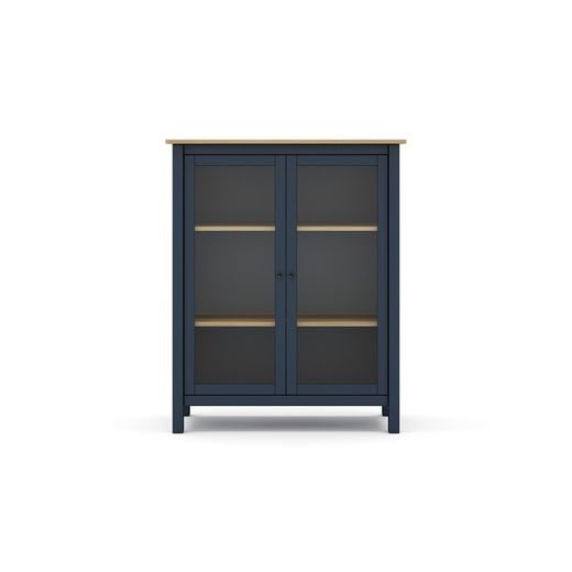Furu och vitrinskåp i blått, 90 x 40 x 110 cm | dimmig