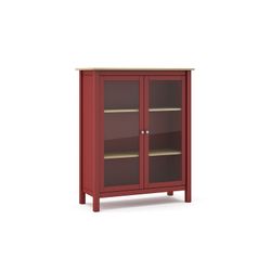 Pine and garnet glass display cabinet, 90 x 40 x 110 cm | misty
