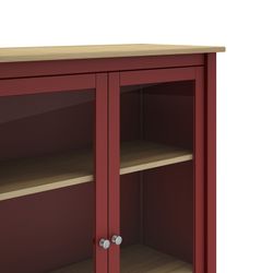 Pine and garnet glass display cabinet, 90 x 40 x 110 cm | misty