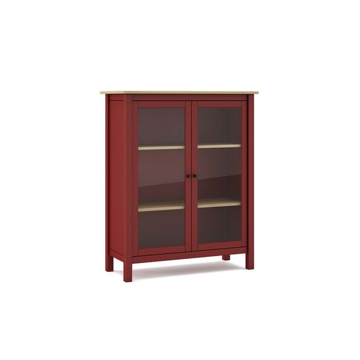Pine and garnet glass display cabinet, 90 x 40 x 110 cm | misty