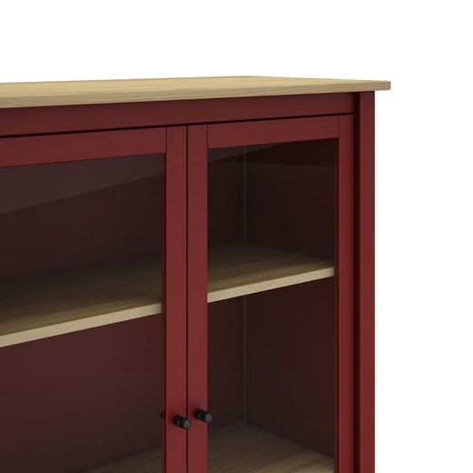 Pine and garnet glass display cabinet, 90 x 40 x 110 cm | misty