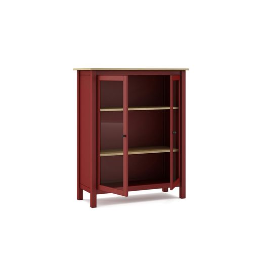 Pine and garnet glass display cabinet, 90 x 40 x 110 cm | misty