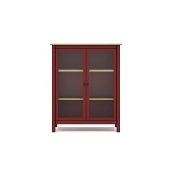 Pine and garnet glass display cabinet, 90 x 40 x 110 cm | misty