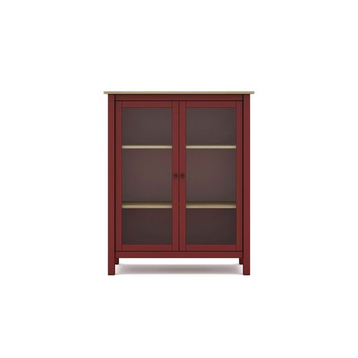 Pine and garnet glass display cabinet, 90 x 40 x 110 cm | misty