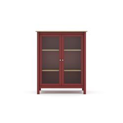 Pine and garnet glass display cabinet, 90 x 40 x 110 cm | misty