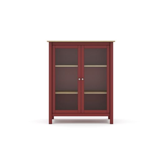Pine and garnet glass display cabinet, 90 x 40 x 110 cm | misty