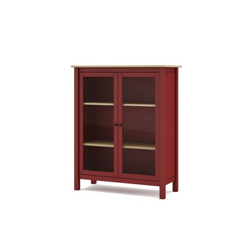 Pine and garnet glass display cabinet, 90 x 40 x 110 cm | misty
