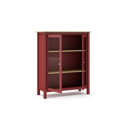 Pine and garnet glass display cabinet, 90 x 40 x 110 cm | misty