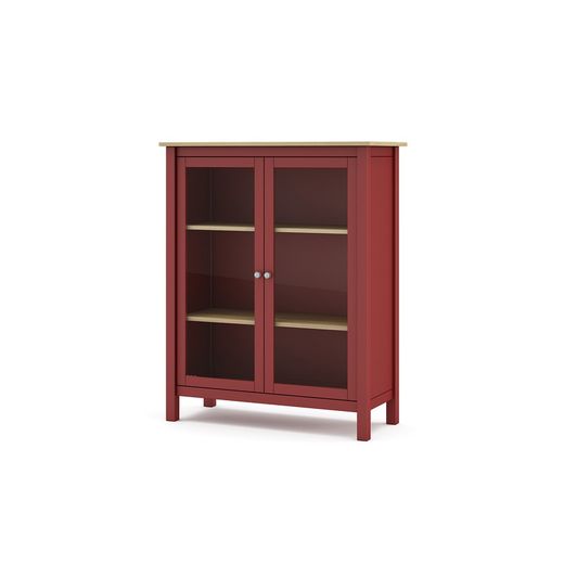Pine and garnet glass display cabinet, 90 x 40 x 110 cm | misty