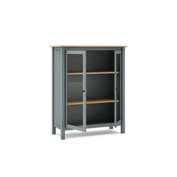 Furu och vitrinskåp i grönt, 90 x 40 x 110 cm | dimmig