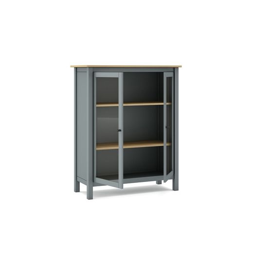 Furu och vitrinskåp i grönt, 90 x 40 x 110 cm | dimmig