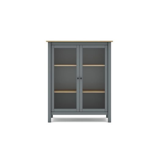 Furu och vitrinskåp i grönt, 90 x 40 x 110 cm | dimmig