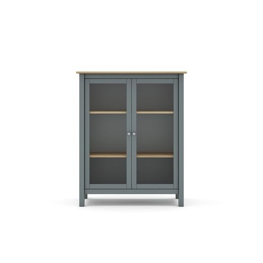 Furu och vitrinskåp i grönt, 90 x 40 x 110 cm | dimmig