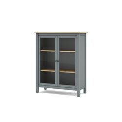 Furu och vitrinskåp i grönt, 90 x 40 x 110 cm | dimmig