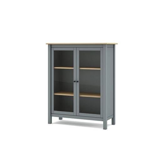 Furu och vitrinskåp i grönt, 90 x 40 x 110 cm | dimmig