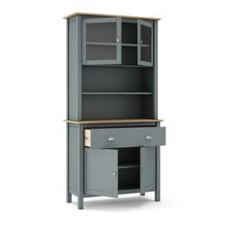 Pine and glass cabinet in green, 90 x 40 x 180.5 cm | misty