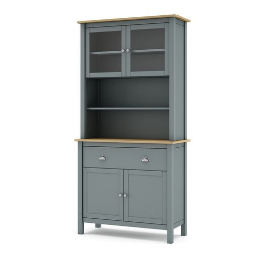 Pine and glass cabinet in green, 90 x 40 x 180.5 cm | misty
