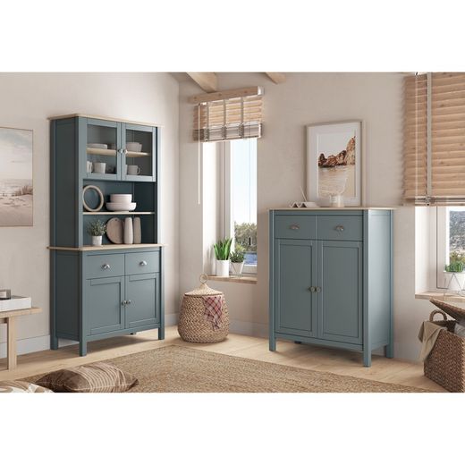 Pine and glass cabinet in green, 90 x 40 x 180.5 cm | misty