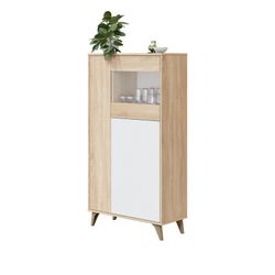 Armoire en bois naturel/blanc, 77x33x142 cm | KIKU