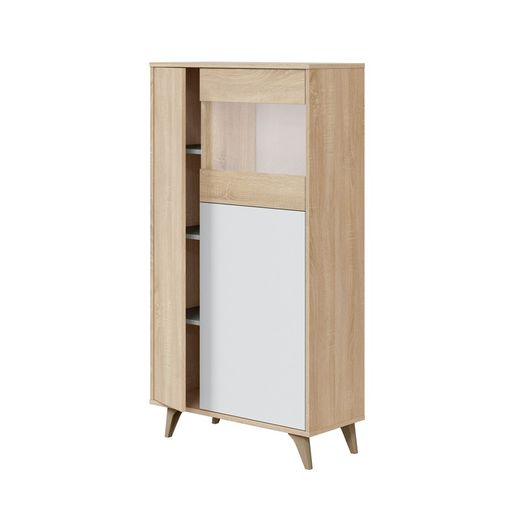 Armoire en bois naturel/blanc, 77x33x142 cm | KIKU