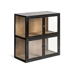 Vitrina modular em pinho reciclado na cor preta, 85 x 40 x 85 cm | Berna