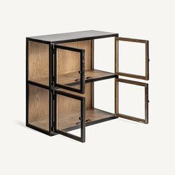 Vitrina modular em pinho reciclado na cor preta, 85 x 40 x 85 cm | Berna