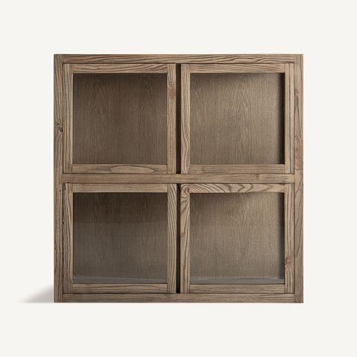 Modulært vitrineskab uden base, lavet af elmetræ i brun, 84 x 40 x 85 cm | Masein