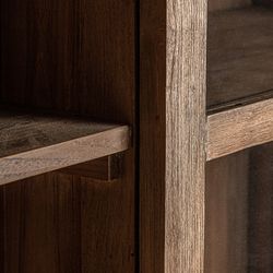 Nysted display case made of recycled teak wood in natural, 110 x 50 x 220 cm