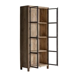 Vitrina em madeira de mangueira natural Weyer, 89 x 45 x 210 cm
