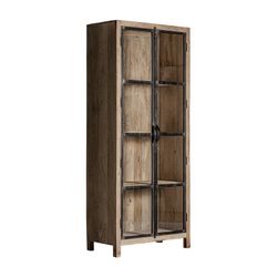 Vitrina em madeira de mangueira natural Weyer, 89 x 45 x 210 cm