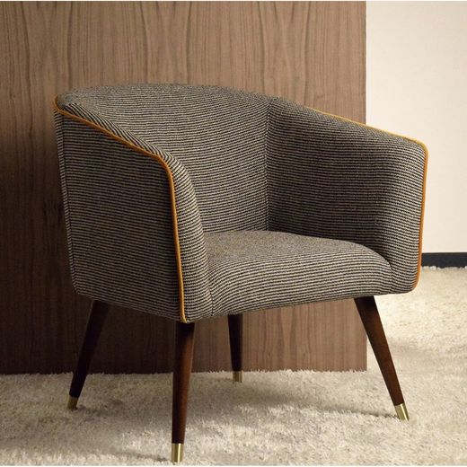 VP INTERIORISM-Beige og sort polstret træstol, 72x70x81 cm