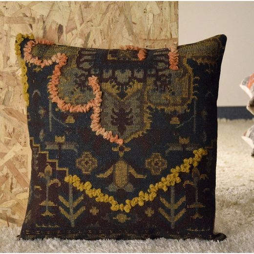 VP INTERIOR - Multicolored wool and cotton cushion, 50x50 cm