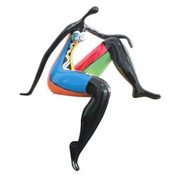 Figura femenina YASMINE en poliresina multicolor, 60x27x70 cm