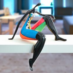 Figura femenina YASMINE en poliresina multicolor, 60x27x70 cm