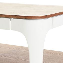 Mesa de centro YERA-retangular com duas alturas natural e branca, 90 x 70 x 45 cm