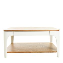 Mesa de centro YERA-retangular com duas alturas natural e branca, 90 x 70 x 45 cm