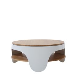 YERA-Ronde salontafel met twee natuurlijke en witte hoogtes, Ø86,5 x 37,5 cm