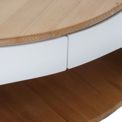 YERA-Ronde salontafel met twee natuurlijke en witte hoogtes, Ø86,5 x 37,5 cm