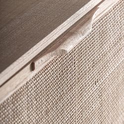 Shoe rack made of ash wood and rattan in natural, 76 x 29 x 107 cm | Weurtz